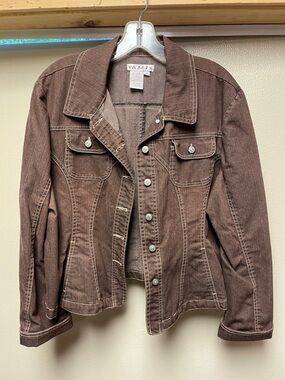 Ami Brown Denim Jacket with Contrast Stitching